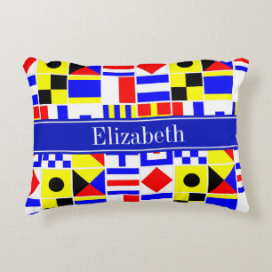 Coussins Décoratifs Colorful Nautical Signal Flags Royal Name Monogram