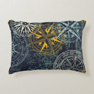 Coussins Décoratifs Compas de vent rose nautique Grunge vintage vintag