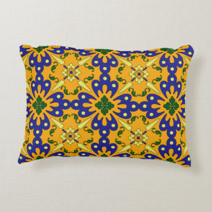 Coussins Décoratifs Conception bleue et jaune orange de tuile de