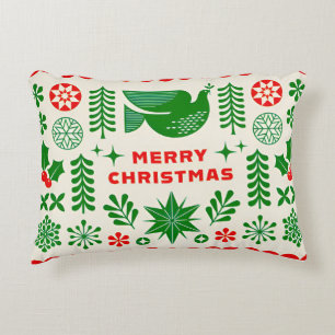 Coussins Décoratifs Conception de Noël avec colombe, motifs festifs de