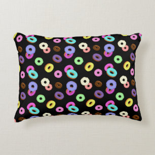 Coussins Décoratifs Cool amusant beignets colorés motif noir