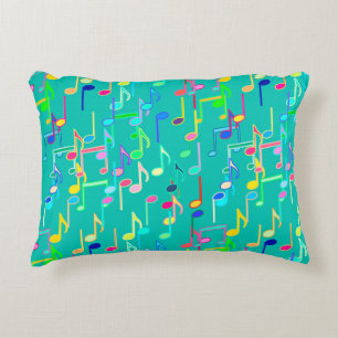 Coussins Décoratifs Copie de notes musicales - turquoise, multi