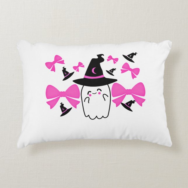 Coussins Décoratifs Coquette rose Fantôme avec les vaches Halloween (Devant)