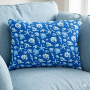 Coussins Décoratifs Coquillages. Nautique. Bleu cobalt. 