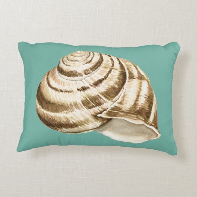 Coussins Décoratifs Coquille striée Sepia sur Turquoise (Dos)