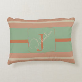 Coussins Décoratifs Corail personnalisé Monogramme Sage rayé Boho Past