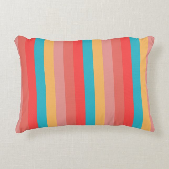 Coussins Décoratifs Coral Turquoise Yellow Stripes (Devant)
