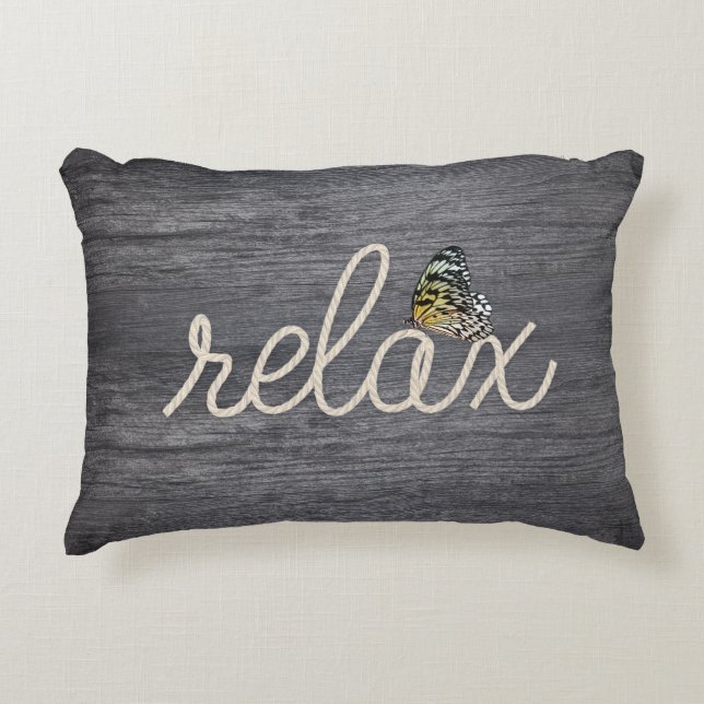 Coussins Décoratifs Corde Relax Texte avec Papillon (Devant)