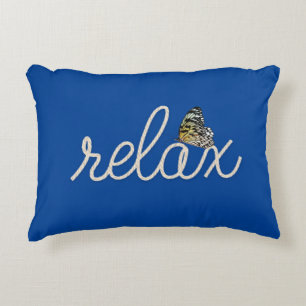 Coussins Décoratifs Corde Relax Texte avec Papillon sur Bleu