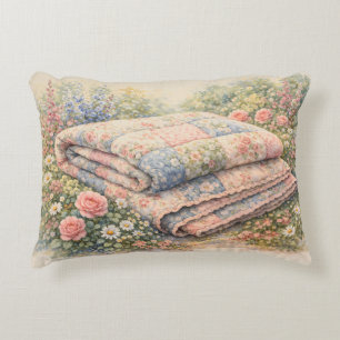Coussins Décoratifs Cottagecore Courtepoint Fleuri en Patchwork Aquare