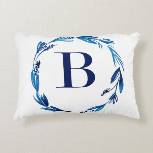 Coussins Décoratifs Couronne florale bleue 'B'
