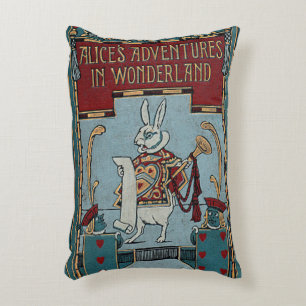 Coussins Décoratifs Couverture Rustique de livre Cushion Alice au pays