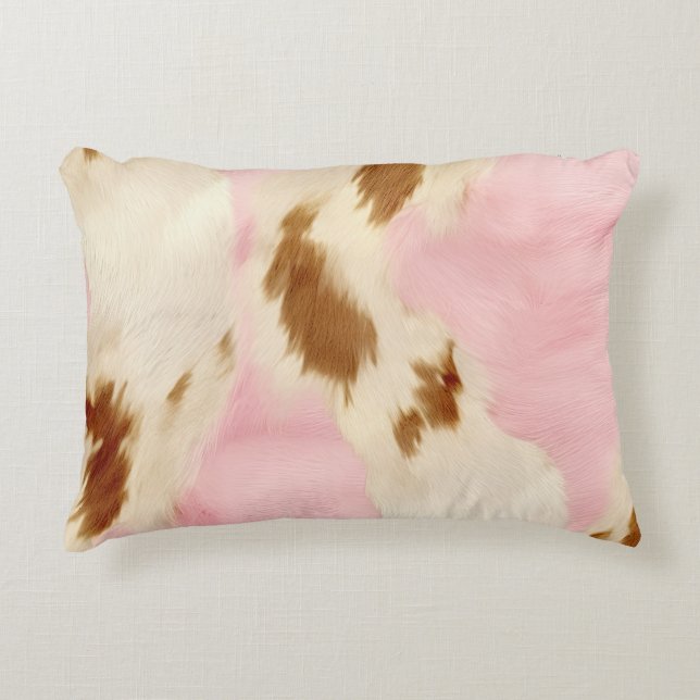 Coussins Décoratifs Cowgirl Pink Cream Brown Cowhide  (Devant)