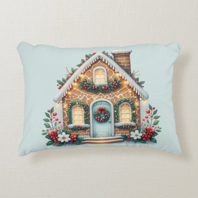 Coussins Décoratifs Cozy Gingerbread House Holiday Illustration (Devant)