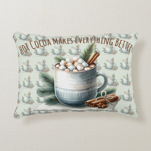 Coussins Décoratifs Cozy Winter Cocoa Marshmallow Scene (Devant)