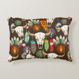 Coussins Décoratifs Crâne de buffle emblème amérindien