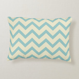 Coussins Décoratifs Crème et Pastel Turquoise Chevron Zigzag Motif