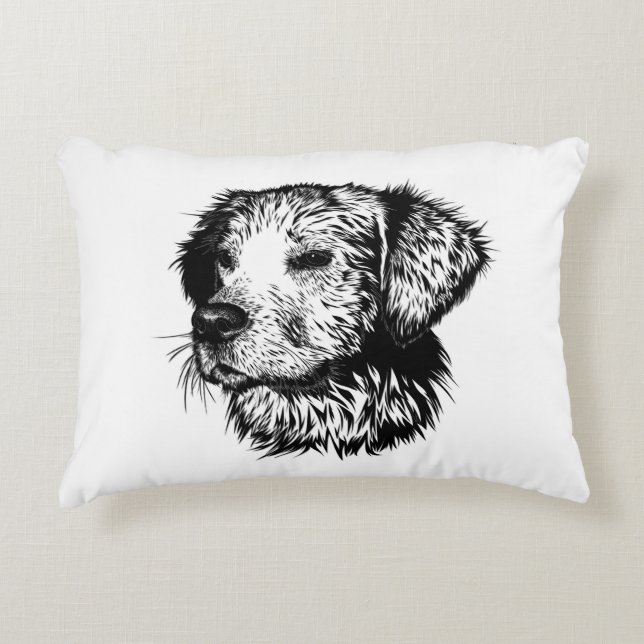 Coussins Décoratifs Croquis en tête de canine (Devant)