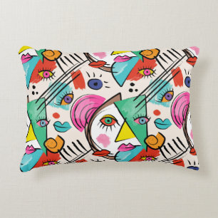 Coussins Décoratifs Cubisme moderne Abstrait Artsy Femme Visages