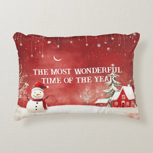 Coussins Décoratifs Custom Winter Wonderland Scène Noël Snowman (Devant)