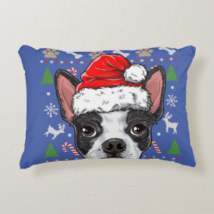 Coussins Décoratifs Cute Boston Terrier Ugly Christmas Sweater Santa