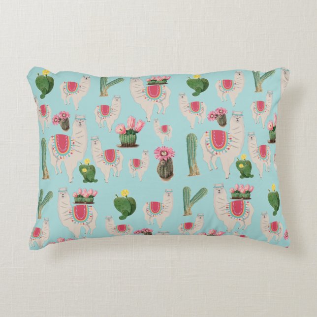 Coussins Décoratifs Cute Fiesta Llama & Cactus Motif (Devant)