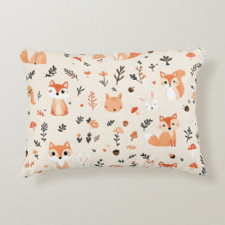 Coussins Décoratifs Cute Fox Woodland et Bunny Motif sur Blanc