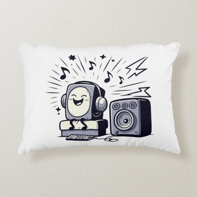 Coussins Décoratifs Cute Music Lover – Fun Cartoon Music Pillow (Devant)