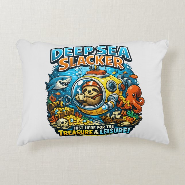 Coussins Décoratifs Cute Ocean Adventure Humor, Funny Sloth Diving art (Devant)