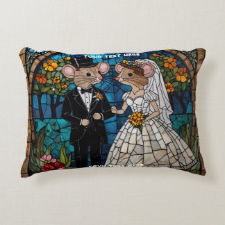 Coussins Décoratifs Cute Souris Mariage Couple Mosaïque Vitrail