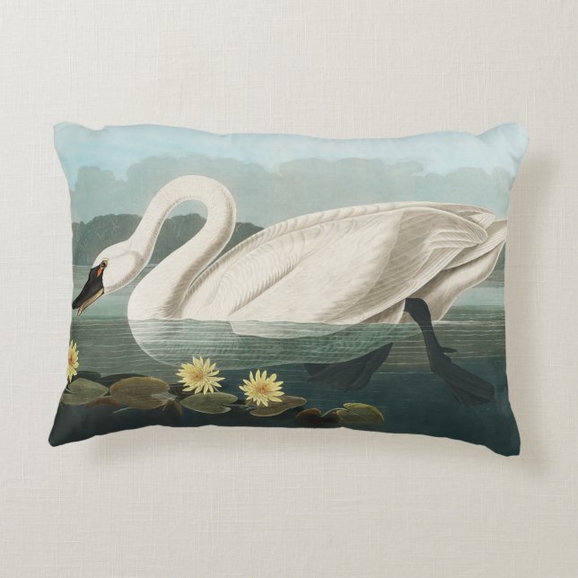 Coussins Décoratifs cygne audubon cygnes d'eau blanche (Dos)