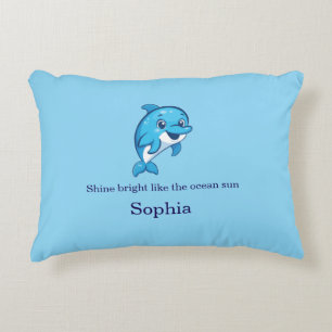 Coussins Décoratifs Dauphin bleu mignon et heureux dessin animé créatu