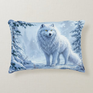 Coussins Décoratifs Décor de glace de loup blanc de forêt neigeuse