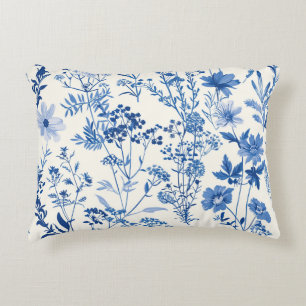 Coussins Décoratifs Décor de maison de ferme botanique florale bleue