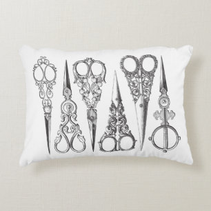Coussins Décoratifs Décoratif blanc noir élégant de ciseaux vintage