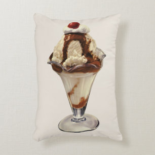 Coussins Décoratifs Décors de sundaes de glace au chocolat chaud vinta