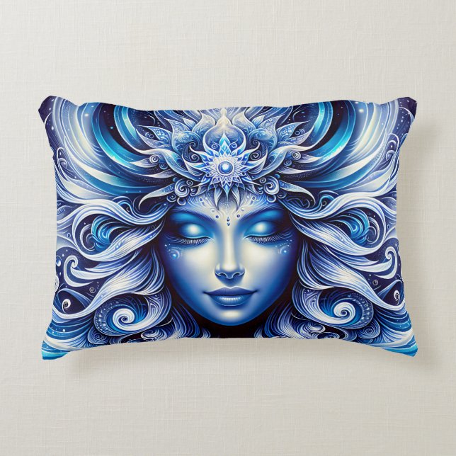 Coussins Décoratifs Déesse Céleste Tête Bleue Janvier - (Devant)
