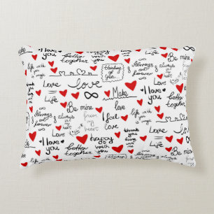 Coussins Décoratifs Des phrases d'amour, des coeurs de gribouillis, de