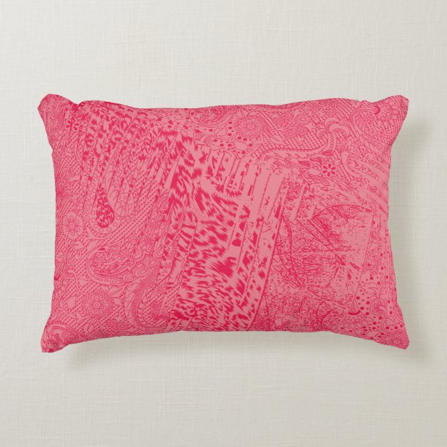 Coussins Décoratifs Design textile rose vif avec blu central (Devant)