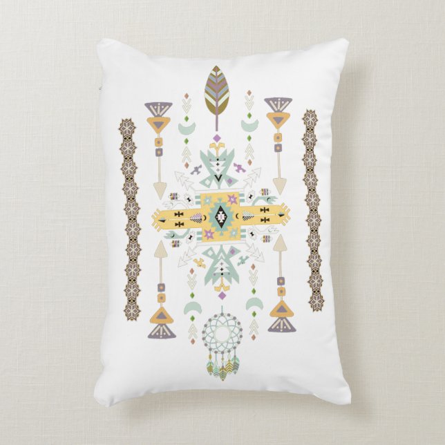 Coussins Décoratifs Design tribal jaune et vert (Devant(Vertical))