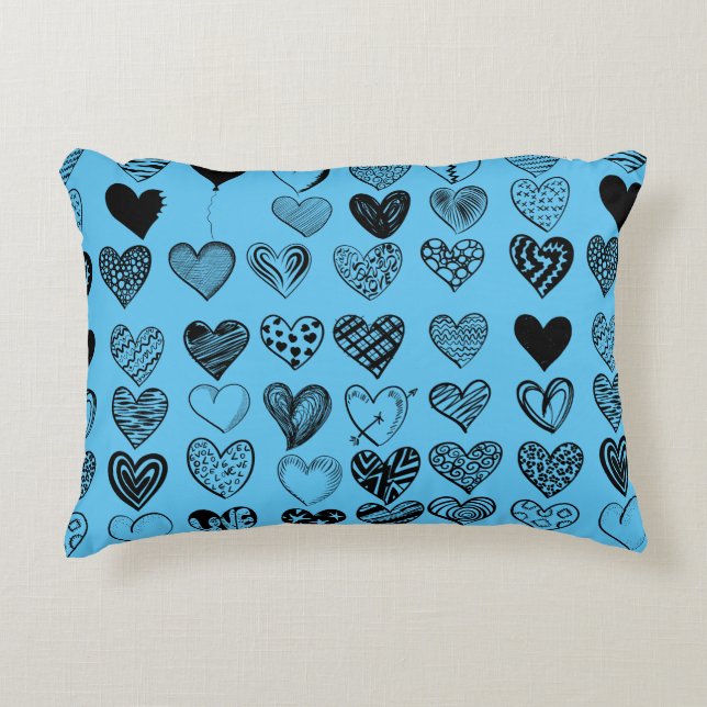 Coussins Décoratifs Dessin adorable de Black Heart Scribble (Devant)