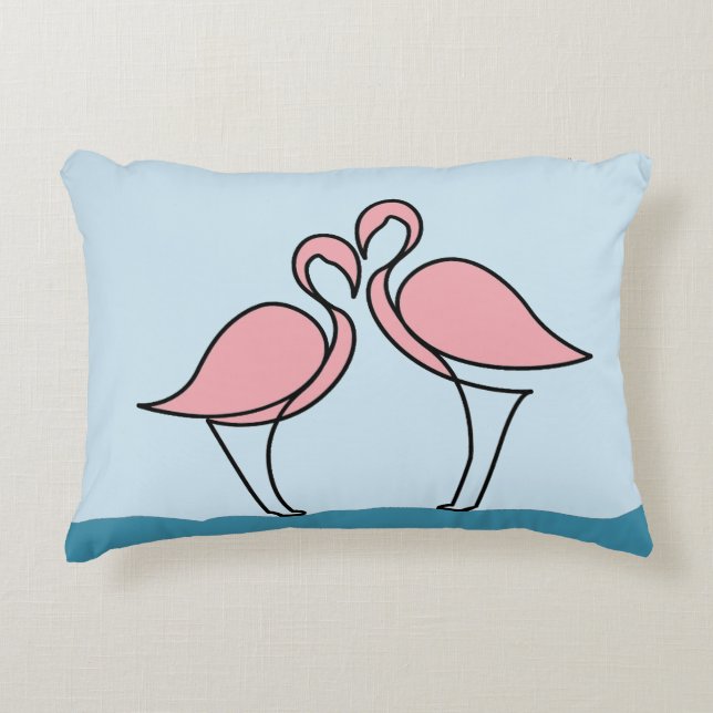 Coussins Décoratifs Deux Flamants roses roses sur l'eau (Devant)