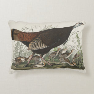 Coussins Décoratifs Dindon sauvage femelle et jeunes - Audubon vintage