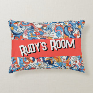 Coussins Décoratifs Doodle coloré fantaisiste avec nom,