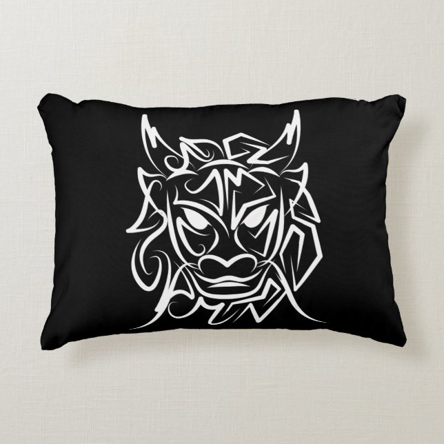 Coussins Décoratifs Dragon tribal noir et blanc (Devant)
