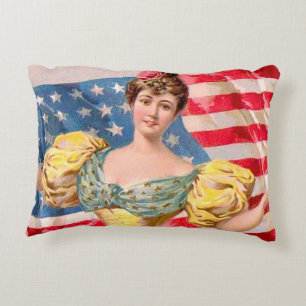 Coussins Décoratifs Drapeau américain Lady Liberty Independence