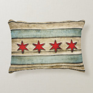 Coussins Décoratifs Drapeau vintage du regard du bois de Chicago