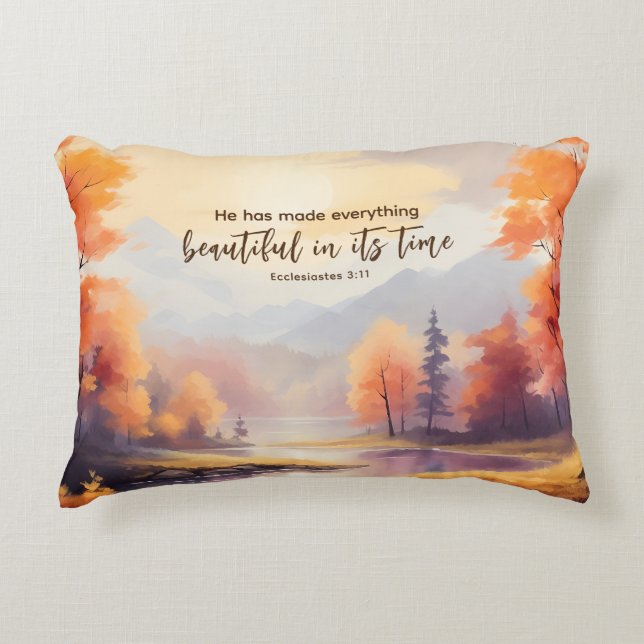 Coussins Décoratifs Ecclésiaste 3:11 Verse Bible Automne Aquarelle (Devant)