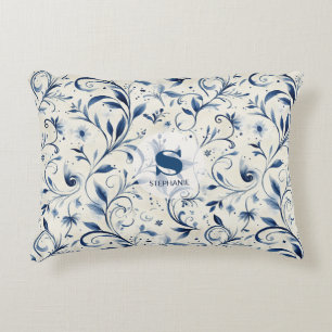 Coussins Décoratifs Élégant Feuilles Blue Paisley - Arrière - plan bla