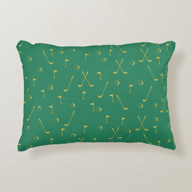 Coussins Décoratifs Elégant Gold Motif Golfer Green (Devant)